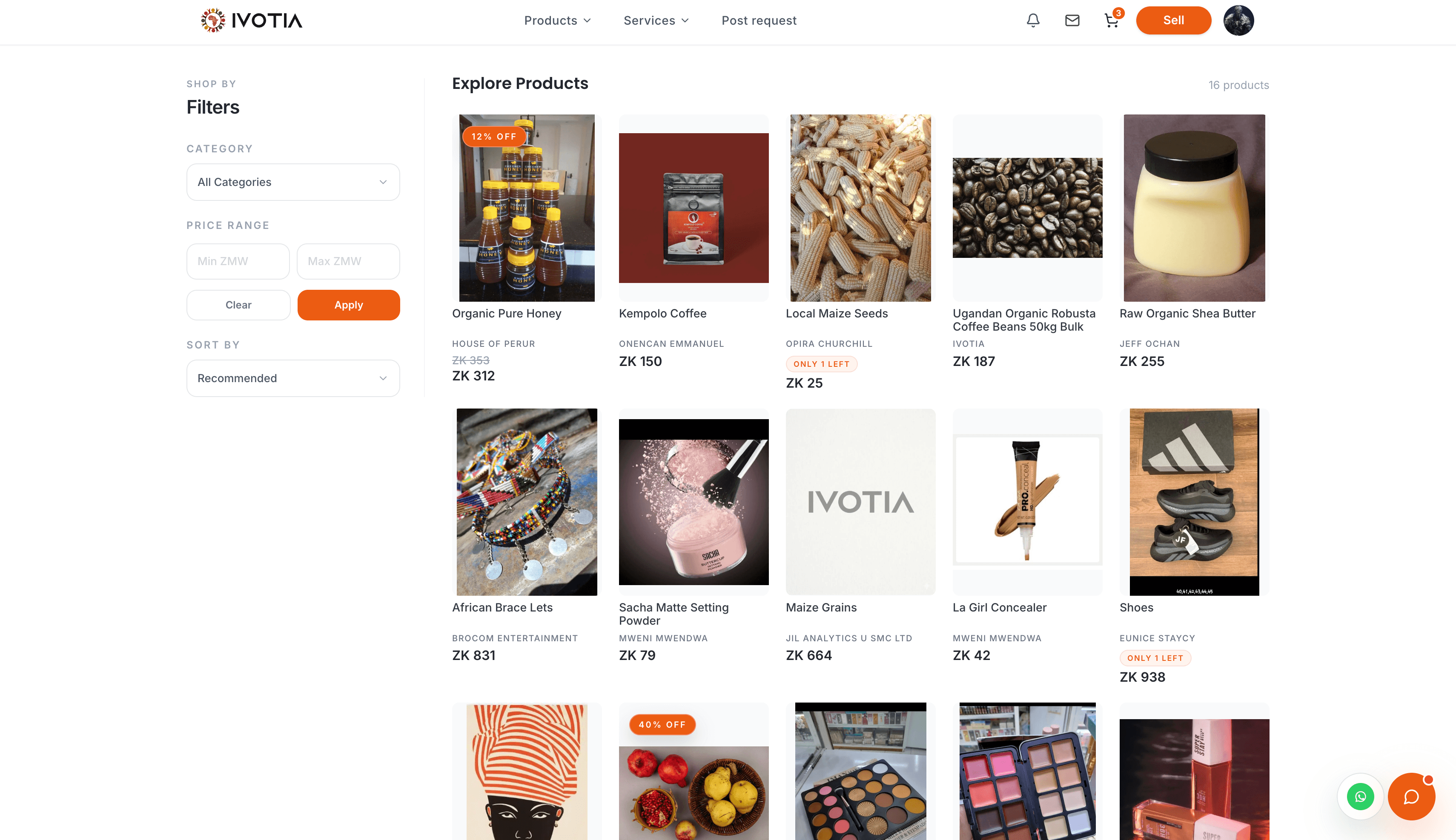 IVOTIA marketplace product listing page