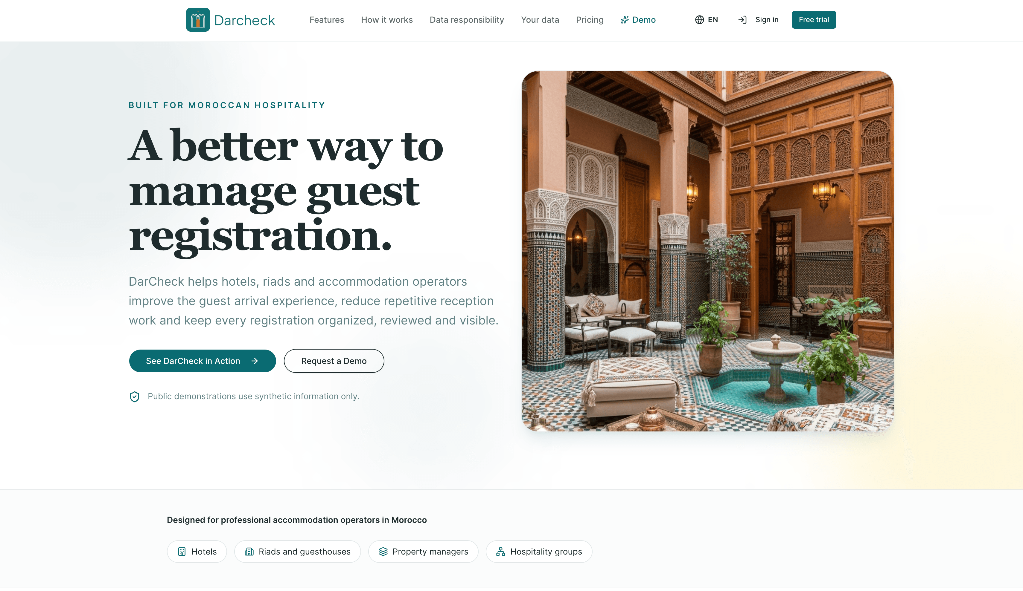 DarCheck hospitality guest registration website