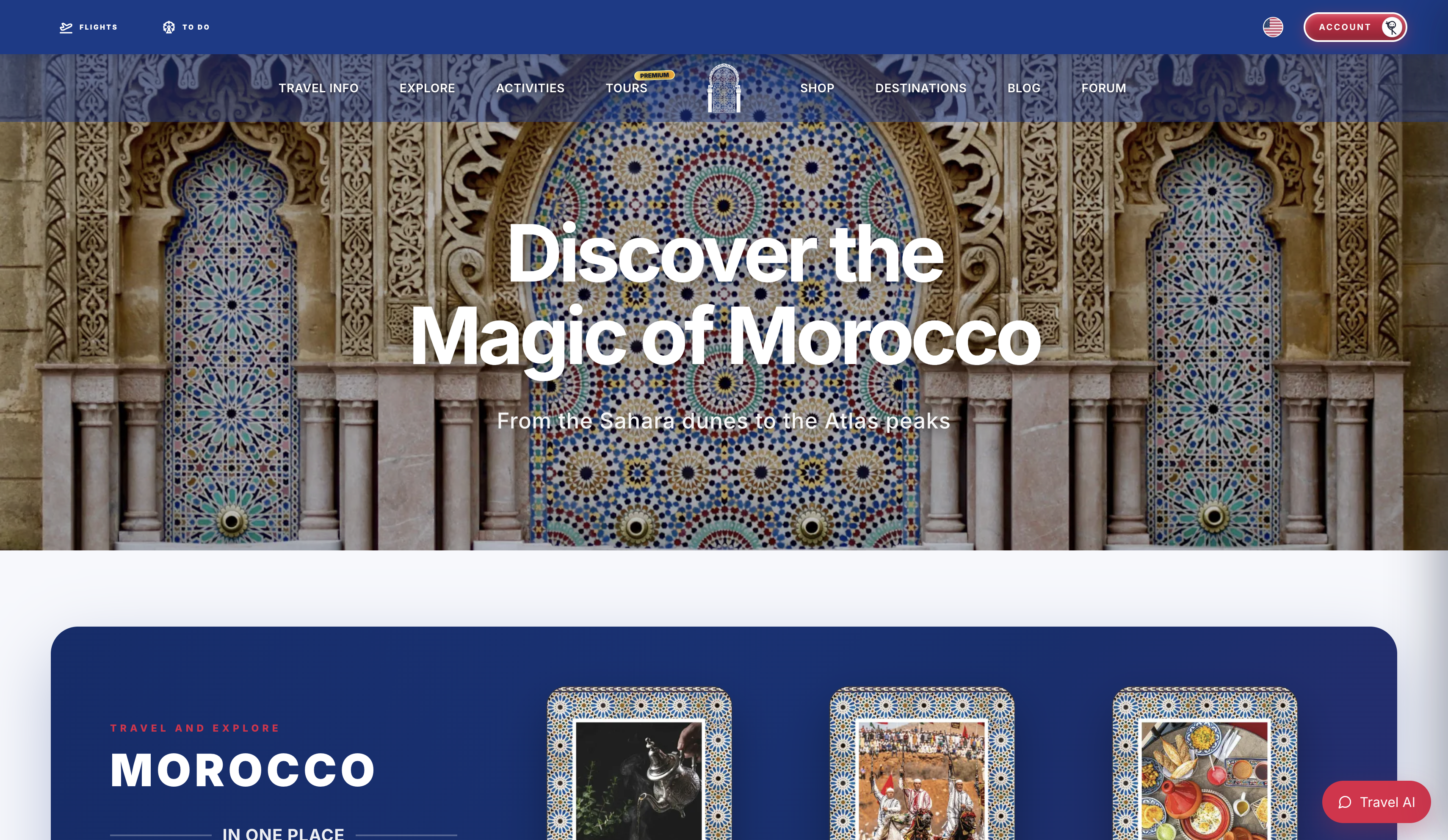 Portal Morocco travel platform homepage